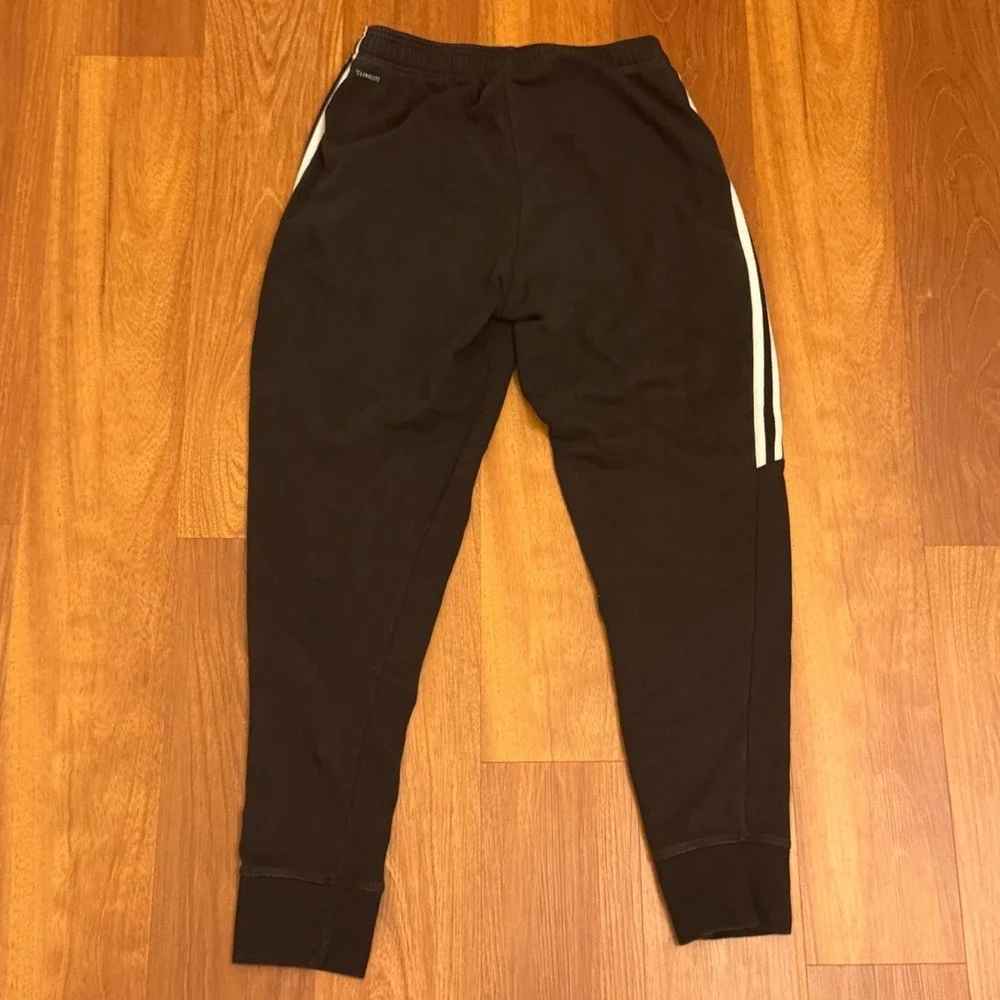 Adidas Black Cuffed Sweatpants With White Side Stripes Men's Size Medium